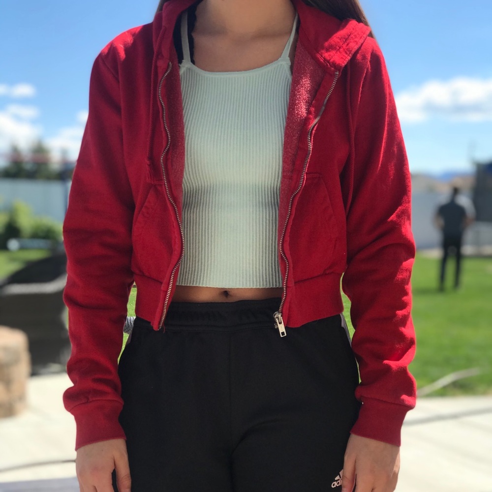 Red zip up brandy Melville jacket
